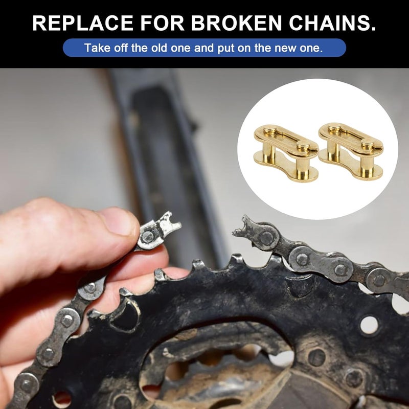 psler رابط سلسلة الدراجة - رابط سلسلة دراجة أحادية السرعة مفقود موصلات إصلاح سلسلة الدراجة 10 قطع ذهبية - Image 3